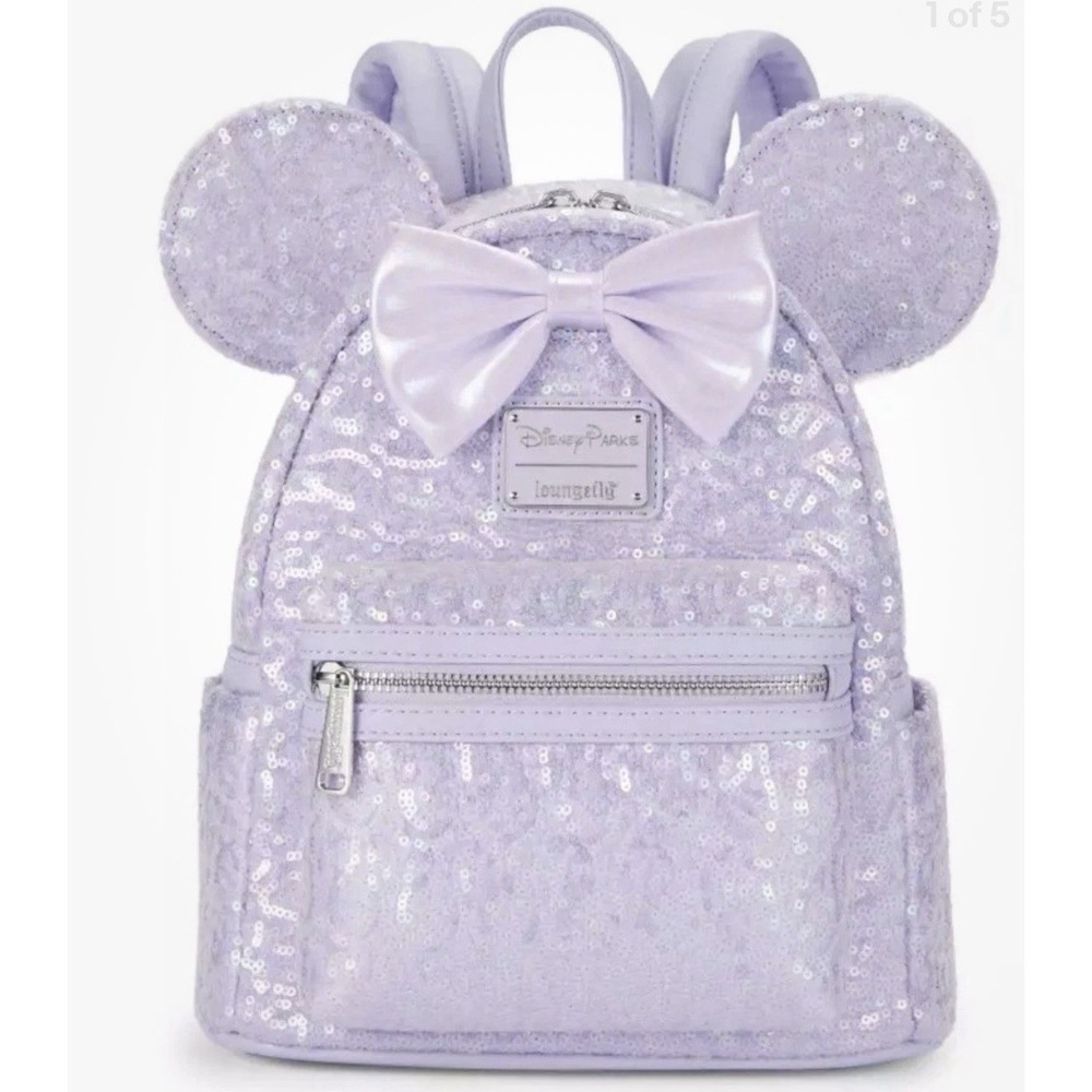 Disney Parks Loungefly Mini Backpack Lavender Purple Opalescent Sequins NWT
